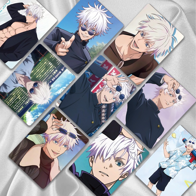 Japanese Fan - การ์ดเลเซอร์อนิเมะญี่ปุ่นจูจุตสึไคเซ็น 55 ชิ้น การ์ดเกมขนาดเล็ก โปสการ์ด ข้อความ