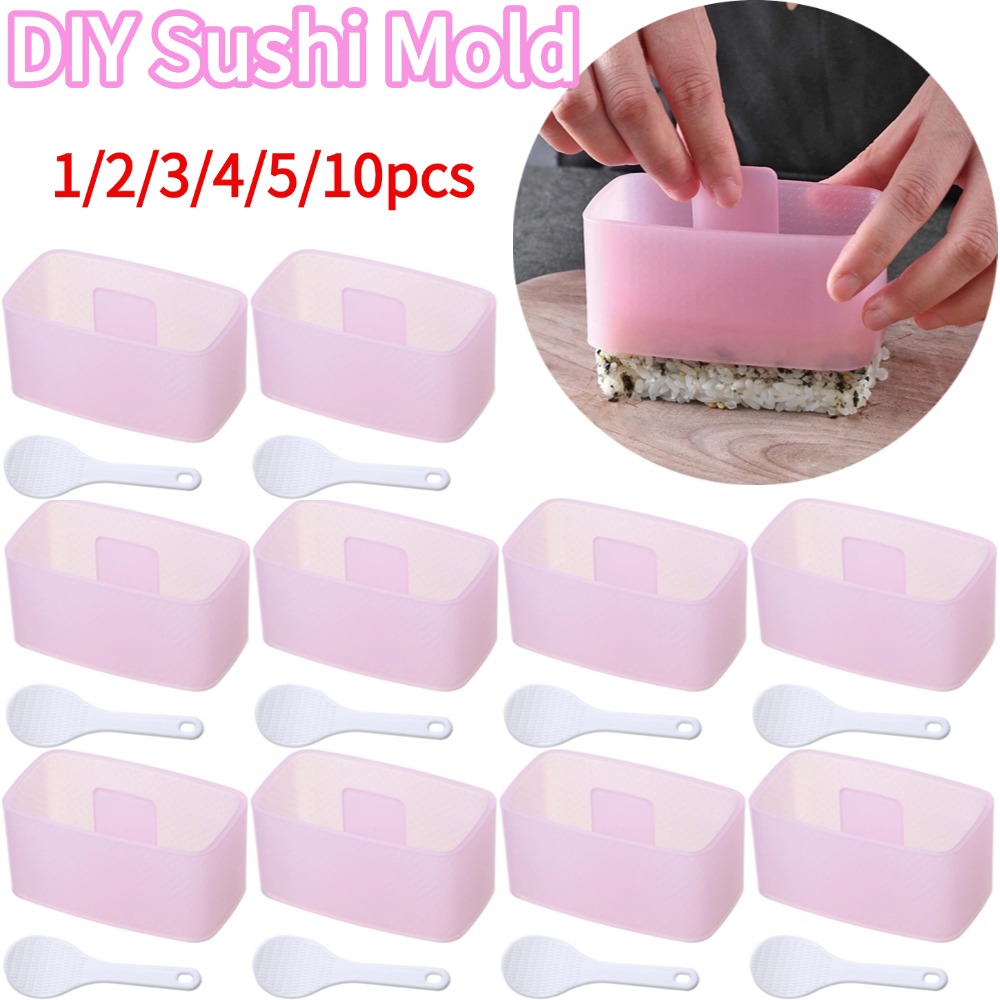 Sushi Making Kit - แม่พิมพ์ทำซูชิ DIY แบบใหม่ ที่กดอาหาร ไม่ติดกระทะ รูปทรงสี่เหลี่ยมและสามเหลี่ยม