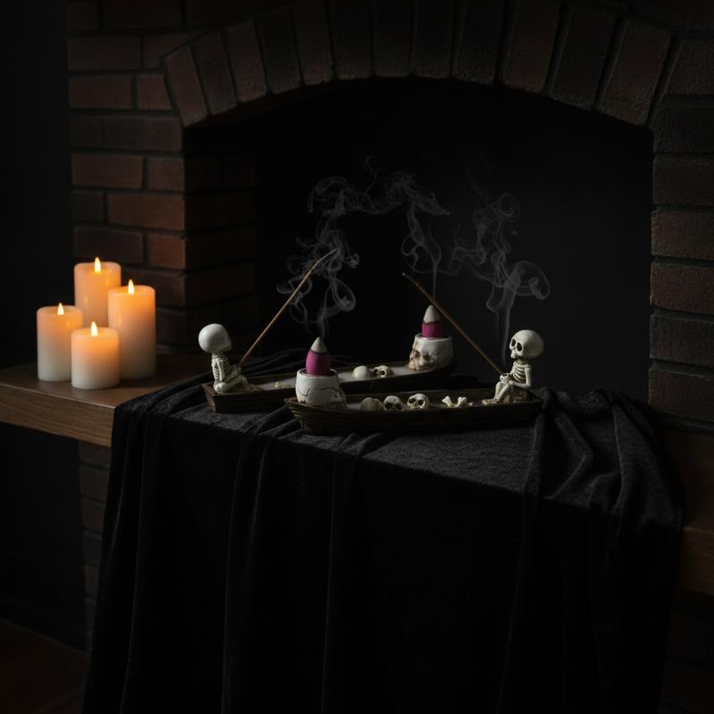 Incense Holder - ที่วางธูปเรือรูปหัวกะโหลก ที่วางธูปเรซินดีไซน์พิเศษสำหรับห้องอ่านหนังสือ พิธีชงชา พื้นที่โยคะ และตกแต่งบ้าน